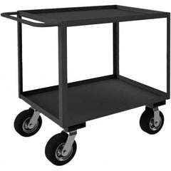 Heavy-Duty Service Utility Cart: Gray Gray, Pneumatic Casters, 2 Shelves