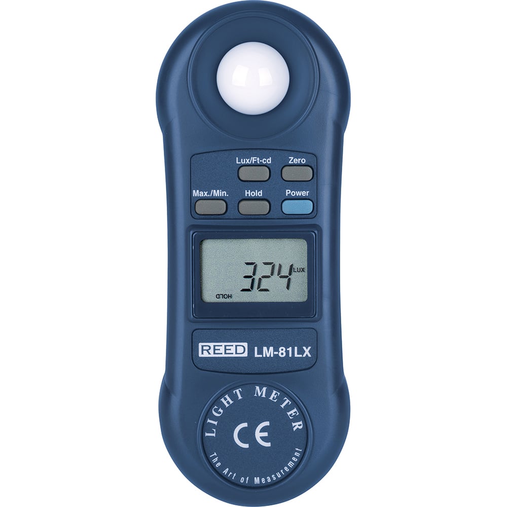 REED Instruments - Light Meters; Compatible Lighting: All Visible Light ; Maximum Measurement (Lux): 20000 ; Maximum Measurement (FC): 2000 ; Minimum Measurement (Lux): 0 ; Minimum Measurement (FC): 0 ; Accuracy ? (%): 5 - Exact Industrial Supply