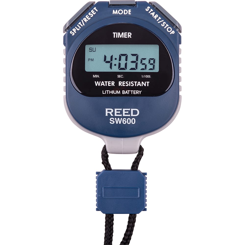 REED Instruments - Stopwatches; Type: Stopwatch/ Timer/ Clock ; Type: Stopwatch/ Timer/ Clock ; Color: Blue ; Battery Type: CR2032 ; Functions: Time, Minutes, Seconds, Month, Day, Date, Daily Alarm, ; Display Type: LCD - Exact Industrial Supply