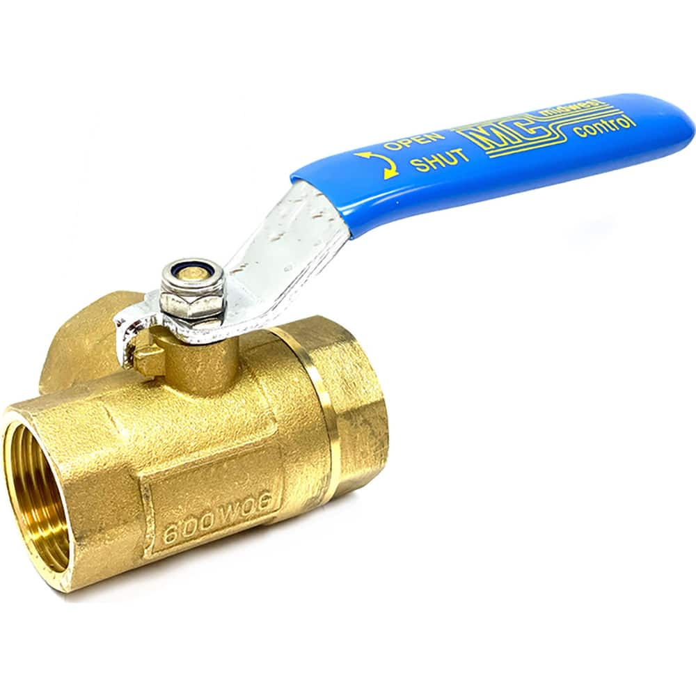 Standard Manual Ball Valve: 3/4″ Pipe, Standard Port, Brass 3-Way Flow & In-Line, Female NPT, 600 psi WOG