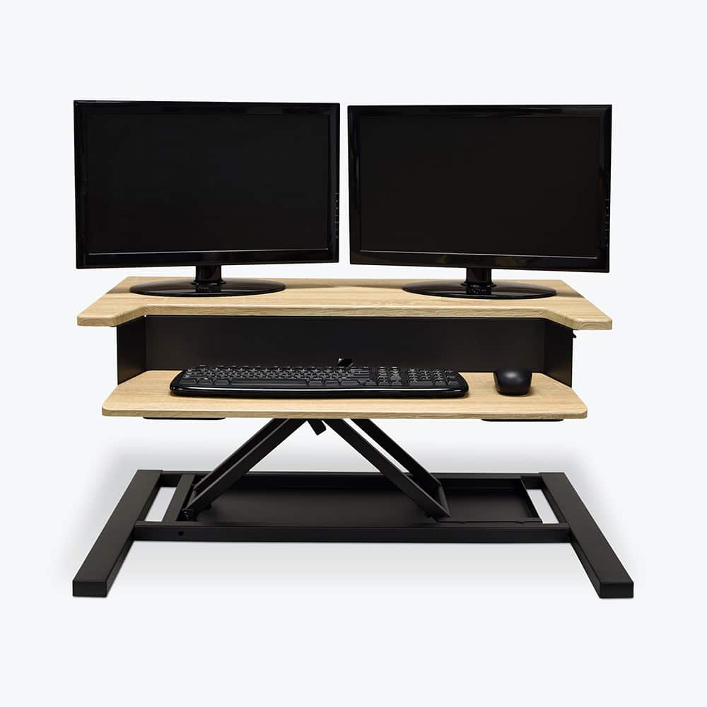 Luxor - Office Desks; Type: Sit/Stand Workstation ; Center Draw: No ; Color: White Oak ; Material: Steel; Powder Coat; MDF ; Width (Inch): 32 ; Depth (Inch): 23-1/2 - Exact Industrial Supply