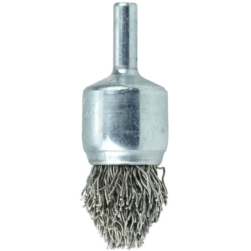 3/4″ Controlled Flare Crimped Wire End Brush, .020″ Stainless Steel Fill - Caliber Tooling