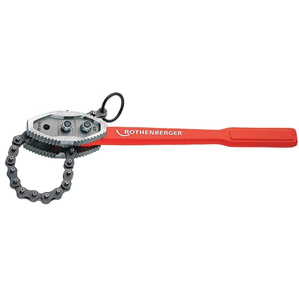 Rothenberger - 64" Max Pipe Capacity, 57" Long, Chain Tong Wrench - 12" Actual OD, 63-1/2" Handle Length - Caliber Tooling