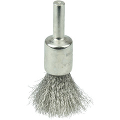 1/2″ Nickel-Plated Cup End Brush, .006″ Stainless Steel Crimped Wire Fill - Caliber Tooling