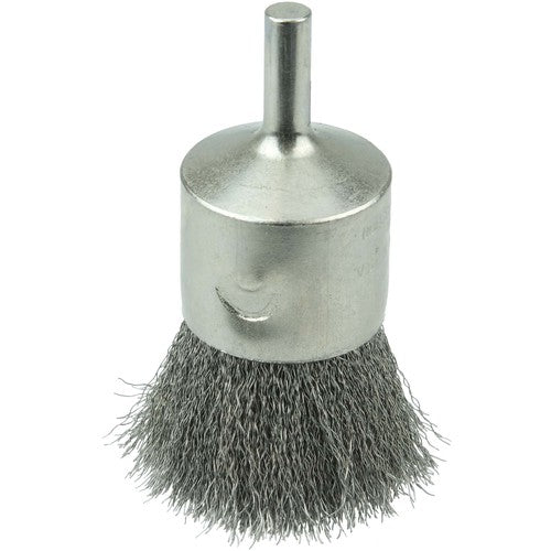 1″ Nickel-Plated Cup End Brush, .0104″ Stainless Steel Crimped Wire Fill - Caliber Tooling