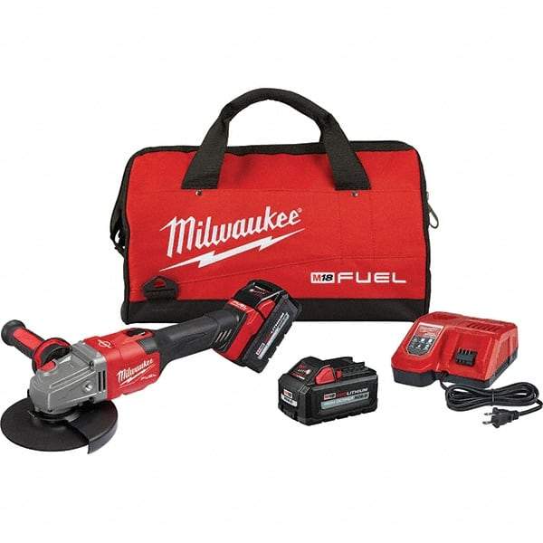 Milwaukee Tool - 4-1/2 - 6" Wheel Diam, 9,000 RPM, Cordless Angle & Disc Grinder - 5/8-11 Spindle, 18 Volts, 6 Amps, Side Exhaust - Caliber Tooling