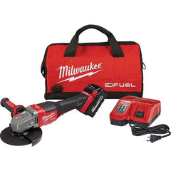 Milwaukee Tool - 4-1/2 - 6" Wheel Diam, 9,000 RPM, Cordless Angle & Disc Grinder - 5/8-11 Spindle, 18 Volts, 6 Amps, Side Exhaust - Caliber Tooling