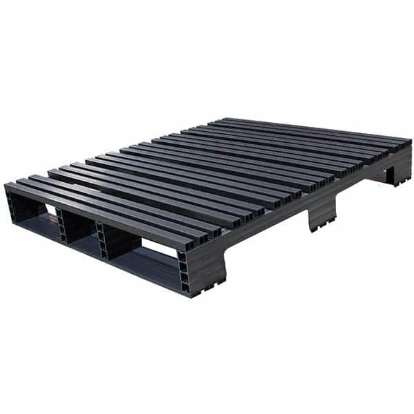 Custom Built Plastic Pallets - 48" Long x 42" & Wide x 6-1/2" High Plastic Pallet - 1,500 Lb Static Capacity, 500 Lb Dynamic Capacity, Black - Caliber Tooling