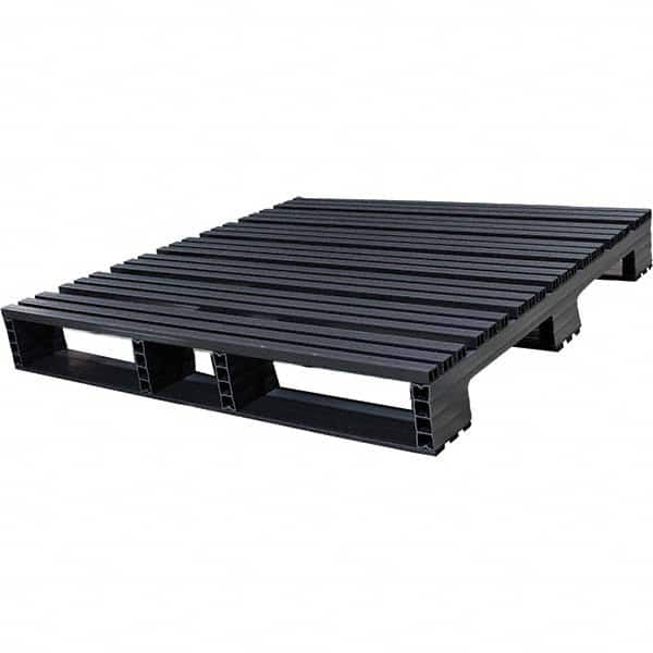 Custom Built Plastic Pallets - 48" Long x 48" & Wide x 6-1/2" High Plastic Pallet - 1,500 Lb Static Capacity, 500 Lb Dynamic Capacity, Black - Caliber Tooling