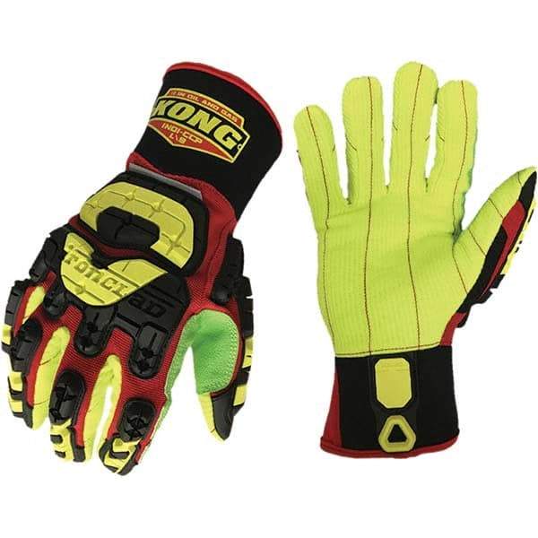 ironCLAD - Size S (7) Synthetic Impact Protection Work Gloves - For General Purpose, Uncoated, Slip-On Cuff, Red/Green, Paired - Caliber Tooling