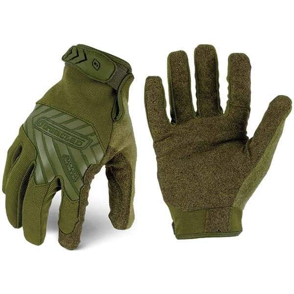 ironCLAD - Size L (9) Synthetic Leather Work Gloves - For Mechanic's & Lifting, Uncoated, Hook & Loop Cuff, Full Fingered, Olive Drab Green, Paired - Caliber Tooling