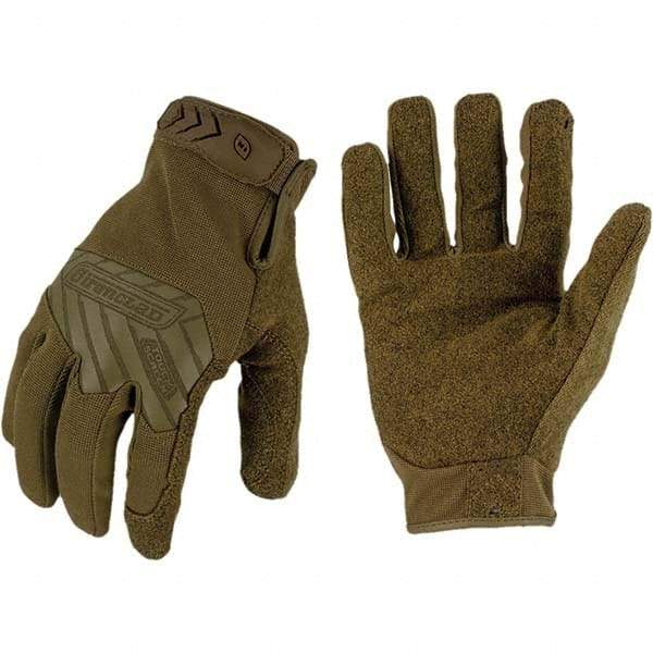 ironCLAD - Size XL (10) Synthetic Leather Work Gloves - For Mechanic's & Lifting, Uncoated, Hook & Loop Cuff, Full Fingered, Coyote, Paired - Caliber Tooling