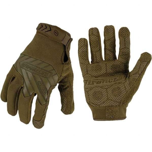 ironCLAD - Size L (9) Synthetic Leather Work Gloves - For Mechanic's & Lifting, Uncoated, Hook & Loop Cuff, Full Fingered, Coyote, Paired - Caliber Tooling