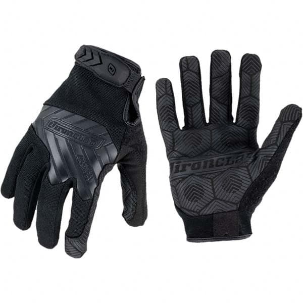 ironCLAD - Size L Synthetic Leather Work Gloves - For Mechanic's & Lifting, Uncoated, Hook & Loop Cuff, Full Fingered, Black, Paired - Caliber Tooling