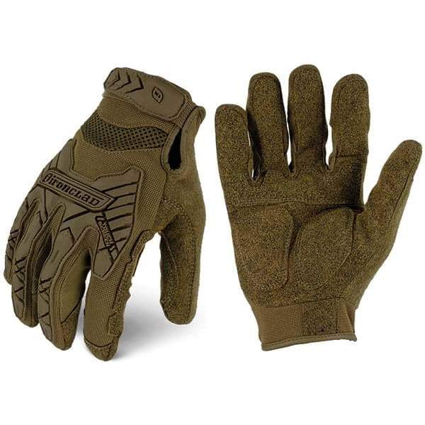 ironCLAD - Size XL (10) Synthetic Leather Work Gloves - For Mechanic's & Lifting, Uncoated, Hook & Loop Cuff, Full Fingered, Coyote, Paired - Caliber Tooling