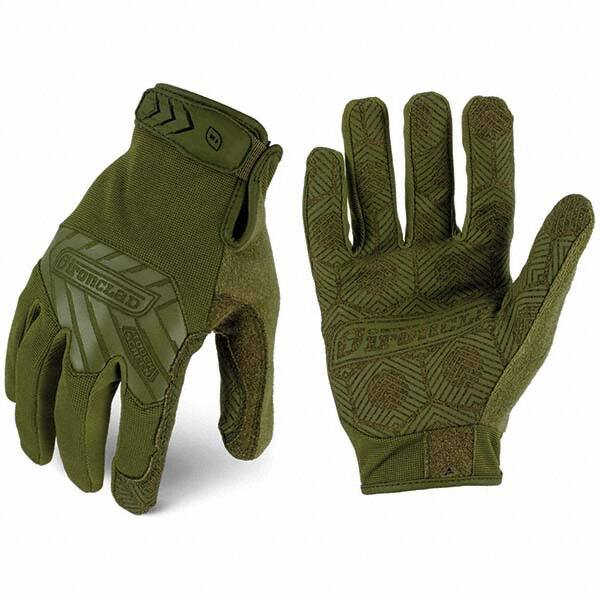 ironCLAD - Size XL Synthetic Leather Work Gloves - For Mechanic's & Lifting, Uncoated, Hook & Loop Cuff, Full Fingered, Olive Drab Green, Paired - Caliber Tooling