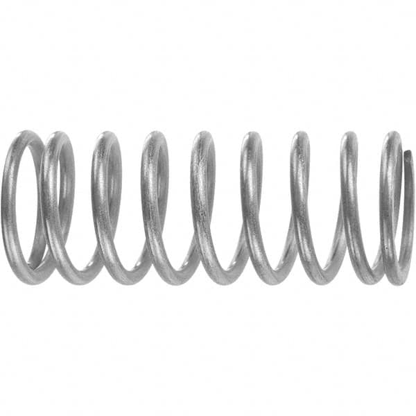 Compression Spring: 1.351″ OD, 7.5″ Free Length 0.192″ Wire Dia, 128.683 lb Max Load, 54.937 lb/in Spring Rate, Stainless Steel