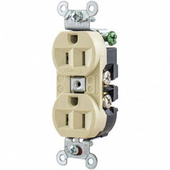 Hubbell Wiring Device-Kellems - 125V 15A NEMA 5-15R Industrial Grade Ivory Straight Blade Duplex Receptacle - Caliber Tooling