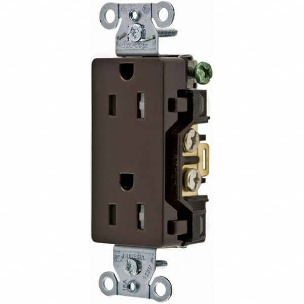 Hubbell Wiring Device-Kellems - 125V 15A NEMA 5-15R Commercial Grade Brown Straight Blade Duplex Receptacle - Caliber Tooling