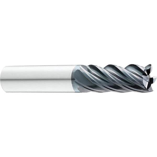 SGS - 3/16" Diam, Variable Pitch, 1/2" LOC, 5 Flute Solid Carbide Roughing Corner Radius End Mill - Caliber Tooling