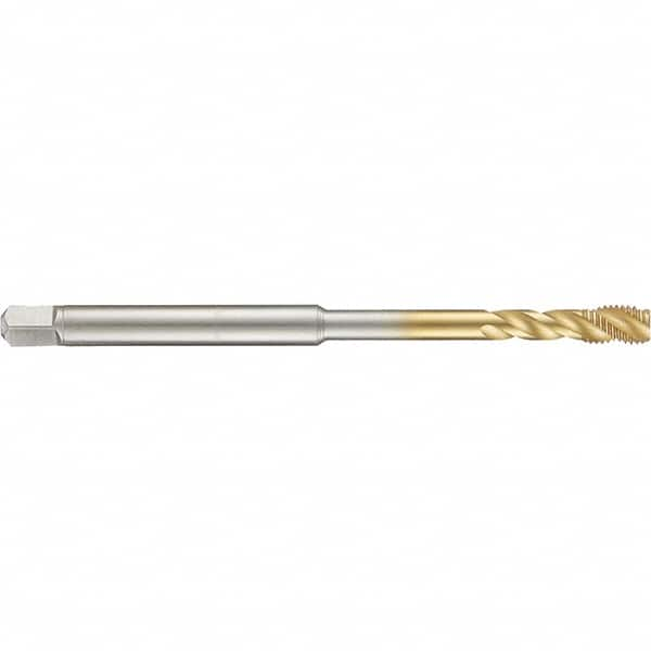 Guhring - 4-40 UNC 3 Flute 2B Modified Bottoming Spiral Flute Tap - High Speed Steel, TiN Finish, 4" OAL, Right Hand Flute, Right Hand Thread, H2/H3, Series 4283 - Exact Industrial Supply