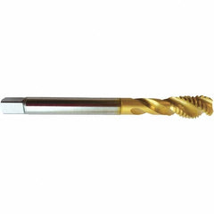 Guhring - 3/4-16 UNF 4 Flute 2BX Modified Bottoming Spiral Flute Tap - High Speed Steel, TiN Finish, 4.3307" OAL, Right Hand Flute, Right Hand Thread, H6/H7, Series 4393 - Exact Industrial Supply