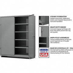 Strong Hold - 4 Shelf Locking Storage Cabinet - Steel, 60" Wide x 24" Deep x 75" High, Medium Gray - Caliber Tooling