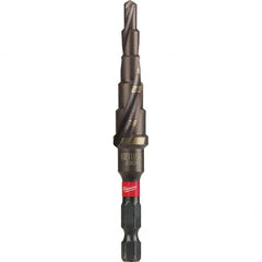 Milwaukee Tool - 6 Hole Sizes, 1/8 to 1/2" Hole Diam Steel Rapid Strike Tip Step Drill Bit - Caliber Tooling