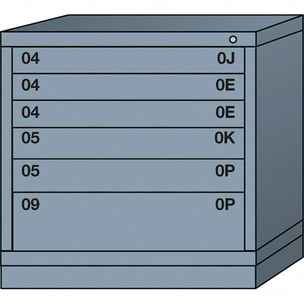 Lyon - 6 Drawer, Standard Table Height - Multiple Drawer Access Cabinet - Steel, 30" Wide x 28-1/4" Deep x 30-1/8" High, Dove Gray - Caliber Tooling