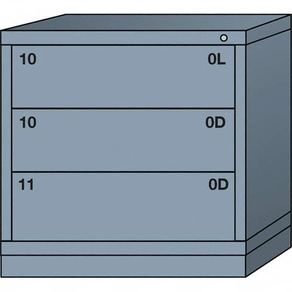 Lyon - 3 Drawer, Standard Table Height - Multiple Drawer Access Cabinet - Steel, 30" Wide x 28-1/4" Deep x 30-1/8" High, Dove Gray - Caliber Tooling