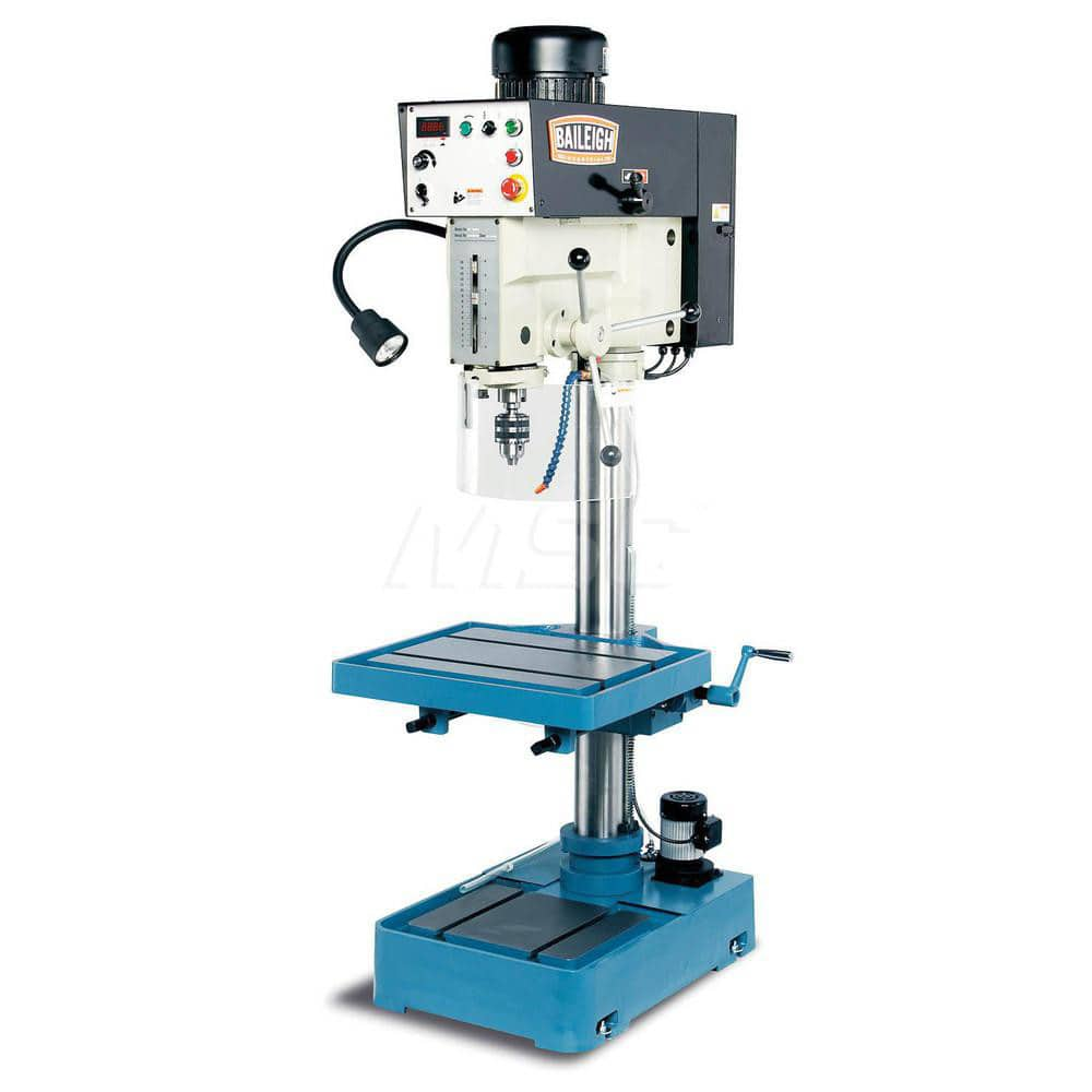 Floor Drill Press: 20.8″ Swing, 0.125 hp, 220V, 1 Phase 5.9″ Spindle Travel, 22″ Table Length, 18.5″ Table Width