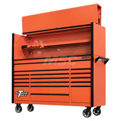 Tool Storage Combos & Systems; Type: Roller Cabinet with Hutch Combo; Drawers Range: 16 Drawers or More; Number of Pieces: 2.000; Width Range: 72″ and Wider; Depth Range: 18″ - 23.9″; Height Range: 60″ and Higher; Color: Combo Orange with Black Trim; Type