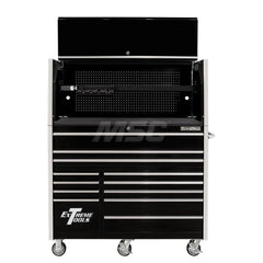 Tool Storage Combos & Systems; Type: Roller Cabinet with Hutch Combo; Drawers Range: 10 - 15 Drawers; Number of Pieces: 2.000; Width Range: 48″ - 71.9″; Depth Range: 24″ - 29.9″; Height Range: 60″ and Higher; Color: Combo Black with Chrome Trim; Type: Rol