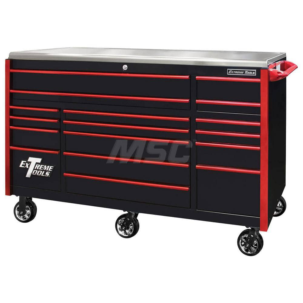 Tool Roller Cabinet: 17 Drawers Black & Red