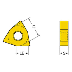 Turning Insert:  TNMX 15 09-2 4425,  Solid Carbide TiCN, Al2O3 & TiN Finish,  Left Hand,  0.1969″ Corner Radius,  N/A Trigon,