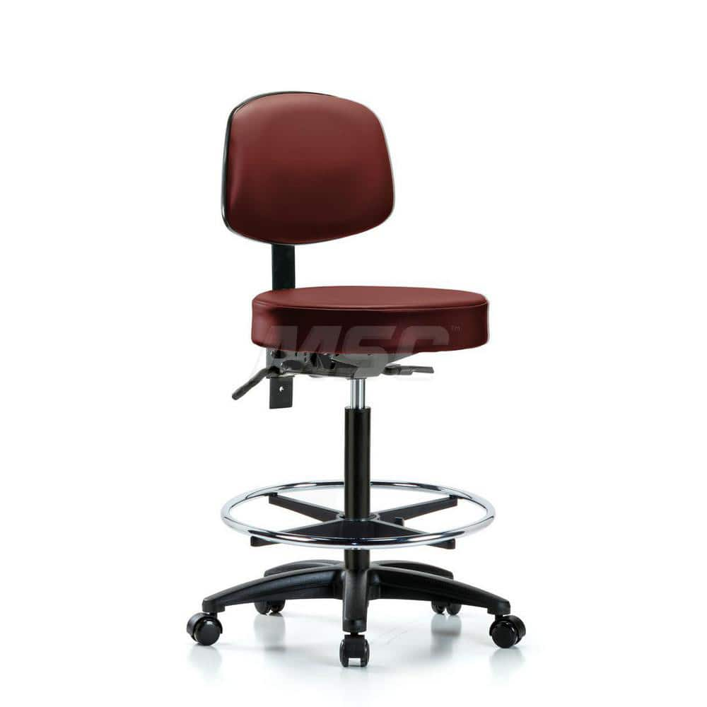 Lab Stool: Vinyl, 25″ Seat Width, 25″ Seat Depth Round Height