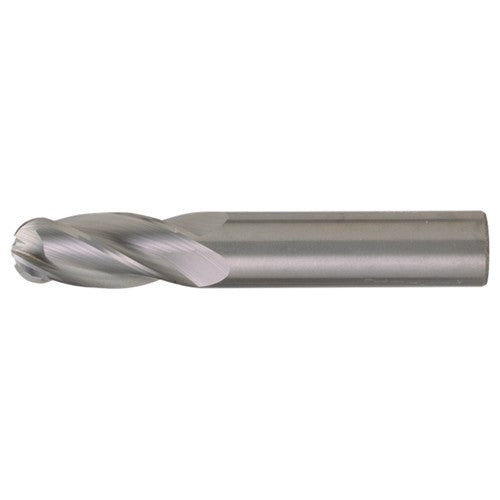 ‎1″ Dia. × 1″ Shank × 2-1/4″ DOC × 5″ OAL, Carbide Bright, Spiral , 4 Flute, CW Helix, Round, Ballnose End Mill - Exact Industrial Supply