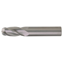 ‎3/4″ Dia. × 3/4″ Shank × 1-1/2″ DOC × 4″ OAL, Carbide Bright, Spiral , 4 Flute, CW Helix, Round, Ballnose End Mill - Exact Industrial Supply