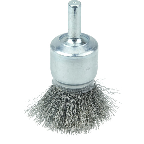 3/4″ Coated Cup Crimped Wire End Brush, .006″ Steel Fill - Caliber Tooling