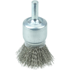 3/4″ Coated Cup Crimped Wire End Brush, .006″ Stainless Steel Fill - Caliber Tooling