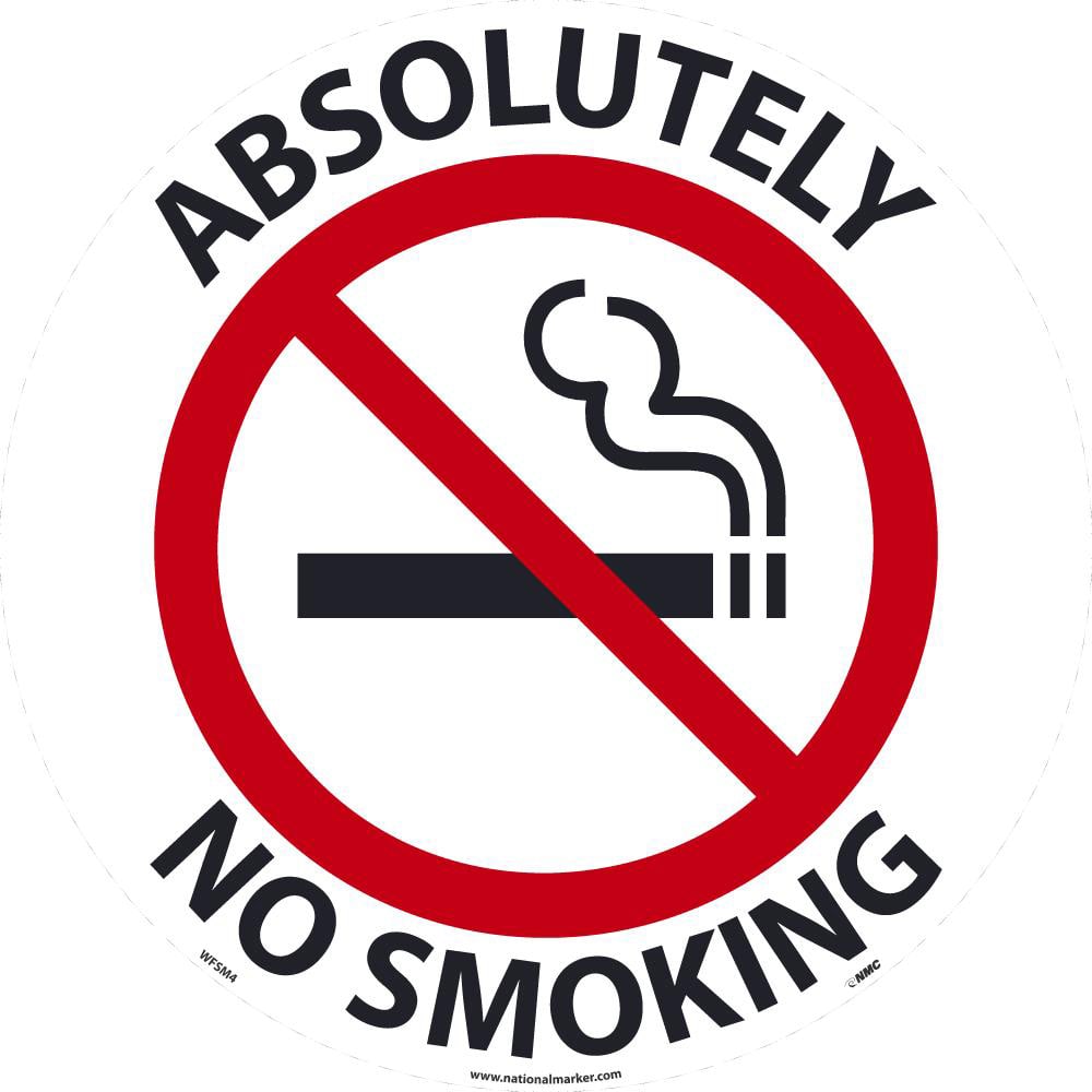 NMC - Adhesive Backed Floor Signs; Message Type: Security & Admittance ; Graphic Type: No Smoking ; Message or Graphic: Message & Graphic ; Legend: Absolutely No Smoking ; Color: Black; Red; White ; Special Color Properties: No Special Properties - Exact Industrial Supply