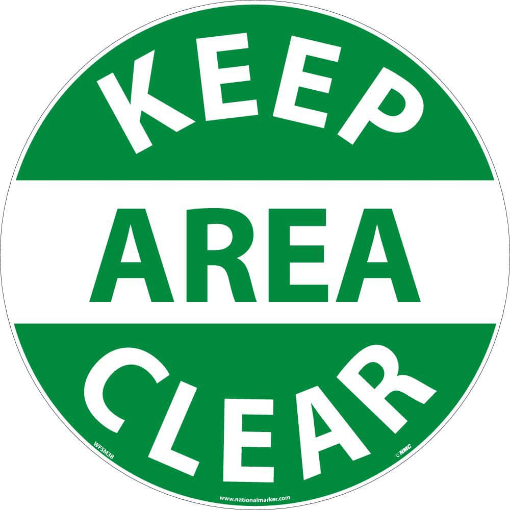 NMC - Adhesive Backed Floor Signs; Message Type: Accident Prevention ; Graphic Type: None ; Message or Graphic: Message Only ; Legend: Keep Area Clear ; Color: Green; White ; Special Color Properties: No Special Properties - Exact Industrial Supply