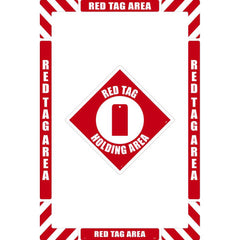 NMC - Adhesive Backed Floor Signs; Message Type: Restroom, Janitorial & Housekeeping ; Graphic Type: Red Tag ; Message or Graphic: Message & Graphic ; Legend: Red Tag Holding Area ; Color: Red; White ; Special Color Properties: No Special Properties - Exact Industrial Supply