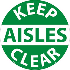 NMC - Adhesive Backed Floor Signs; Message Type: Accident Prevention ; Graphic Type: None ; Message or Graphic: Message Only ; Legend: Keep Aisles Clear ; Color: Green; White ; Special Color Properties: No Special Properties - Exact Industrial Supply