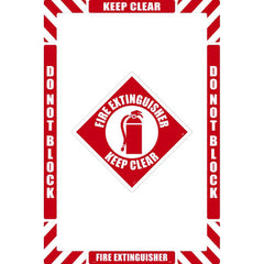 NMC - Adhesive Backed Floor Signs; Message Type: Accident Prevention ; Graphic Type: Fire Extinguisher ; Message or Graphic: Message & Graphic ; Legend: Fire Extinguisher Keep Clear ; Color: Red; White ; Special Color Properties: No Special Properties - Exact Industrial Supply