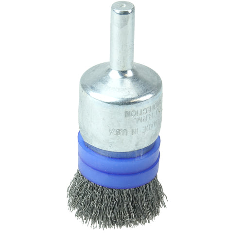 3/4″ Banded Crimped Wire End Brush, .006″ Steel Fill - Caliber Tooling