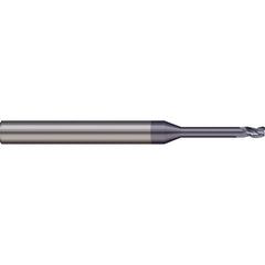 Corner Radius End Mill: 0.1969″ Dia, 0.2362″ LOC, 2 Flutes, Solid Carbide 20 ° Helix, nACRo Coated, Corner Radius End