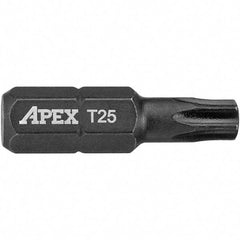 Apex - 1/4" Drive T25 Torx Screwdriver Bit - 1" OAL, Insert Bit - Caliber Tooling