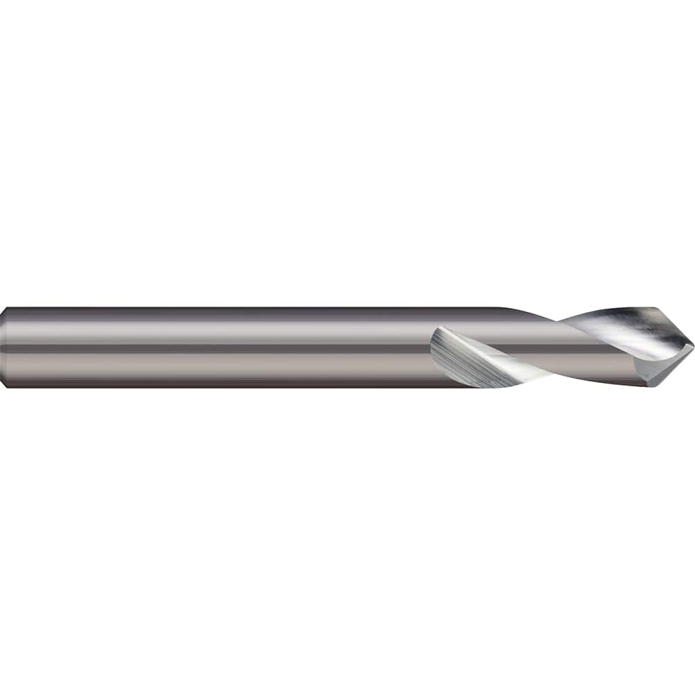 Micro 100 - 3/8" Body Diam, 82°, 2-1/2" OAL, 2-Flute Solid Carbide Spotting Drill - Exact Industrial Supply