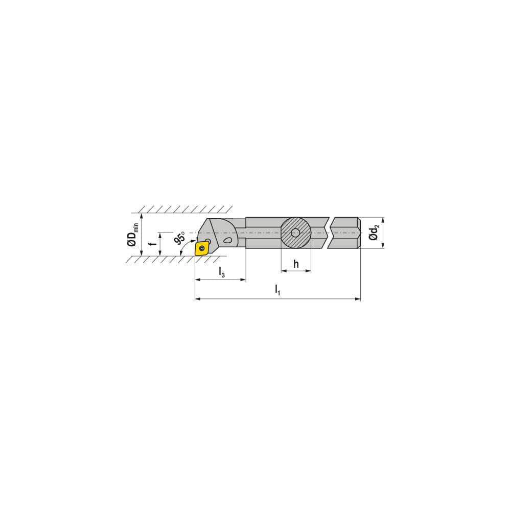 Indexable Boring Bar:  E20S SCLCR 09,  25.00 mm Min Bore,  20.00 mm Shank Dia,  95.00&deg N/A Solid Carbide 250.0000″ OAL,  Screw Clamping,